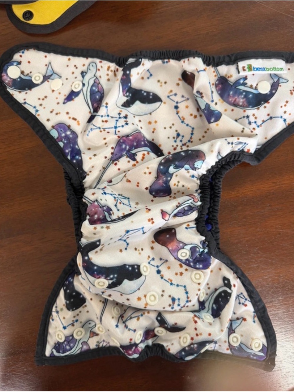 Kids' Reusable Best Bottom Diaper Cover — Cream Galaxy Narwhal Print